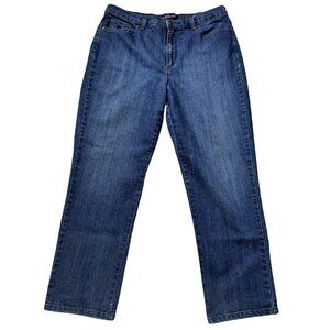 Gloria Vanderbilt Amanda Jeans Womens Sz 14 Short Blue Denim Straight High Rise